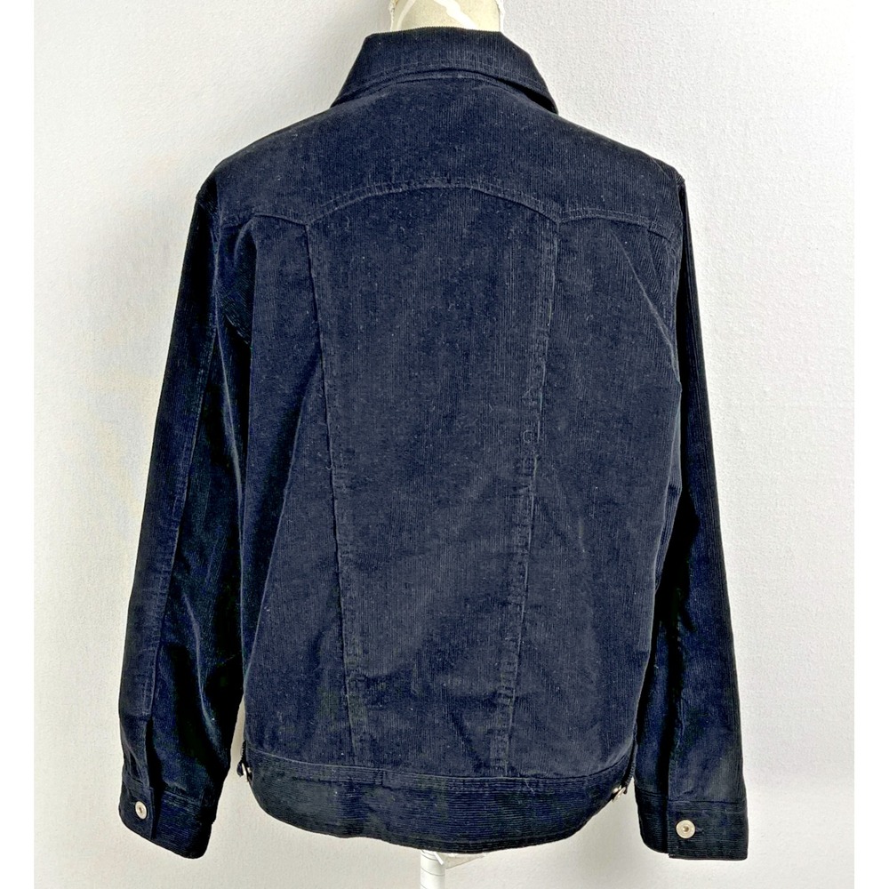 Vintage Black Corduroy Trucker Jacket Womens Size L Cotton Button - Picture 6 of 8